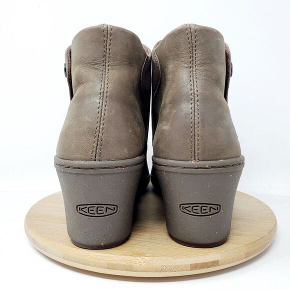 KEEN Akita Ankle Boots Womens 9.5 Brown Leather Wedge Lug Bootie Shoes - Picture 8 of 14